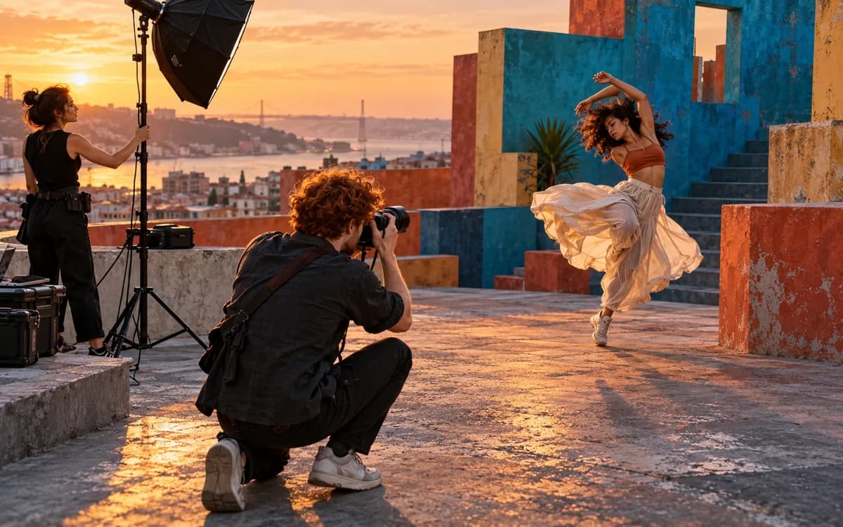 Photographer at work in a professional setting