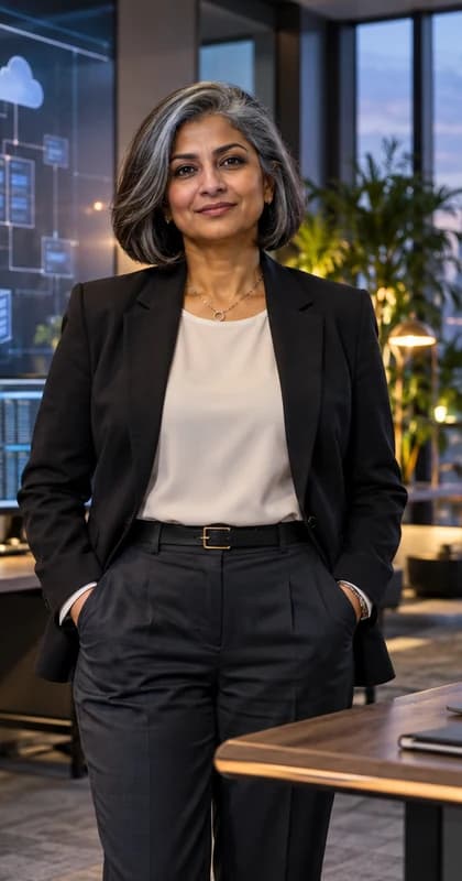 French Cloud Architect AI avatar presenter in a professional technology setting