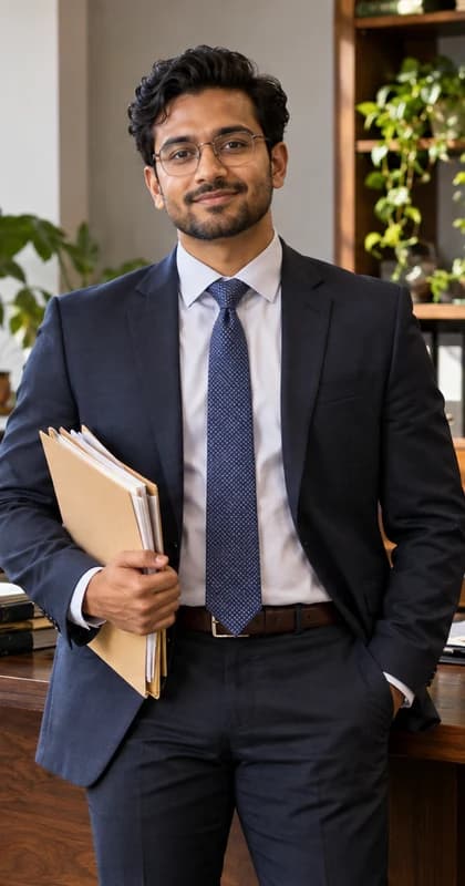 Spanish Paralegal AI avatar presenter in a professional legal setting