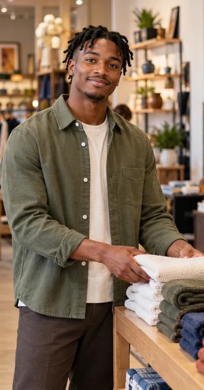 French Retail Sales Associate AI avatar presenter in a professional retail setting