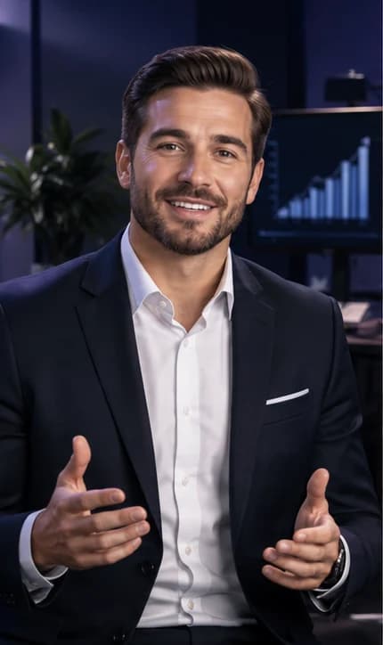 Chinese Sales Representative AI avatar presenter in a professional sales setting