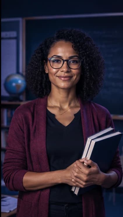 Korean Teacher AI avatar presenter in a professional education setting