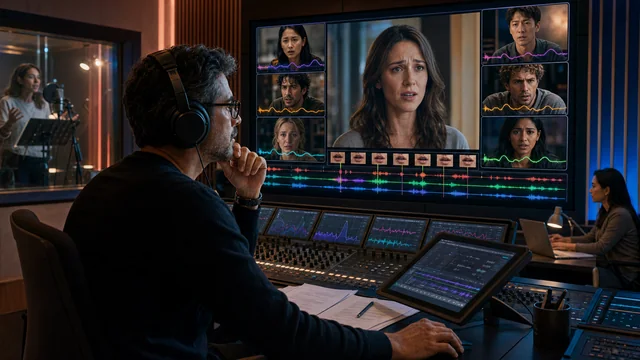 The same expressive speaker performance translated into many languages and evaluated for emotion, timing, identity, and visual synchronization