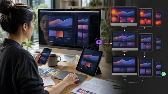An AI agent inspecting and refining a polished interface across a visual feedback loop