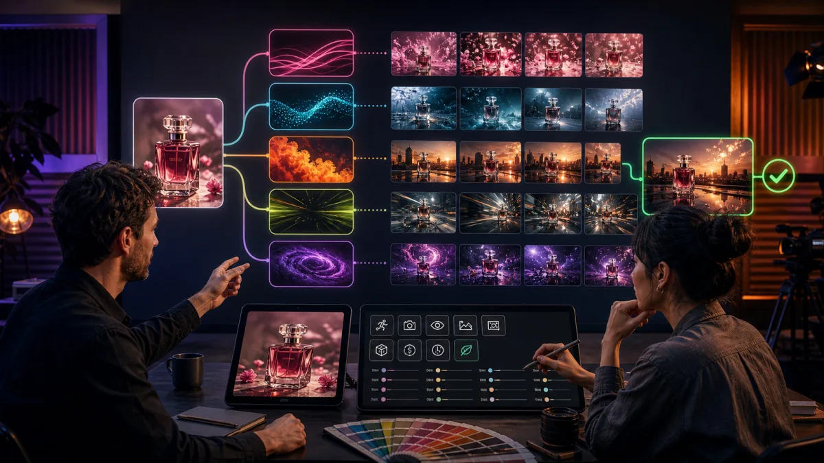 Two creators routing one product image through several AI video models and selecting the strongest result