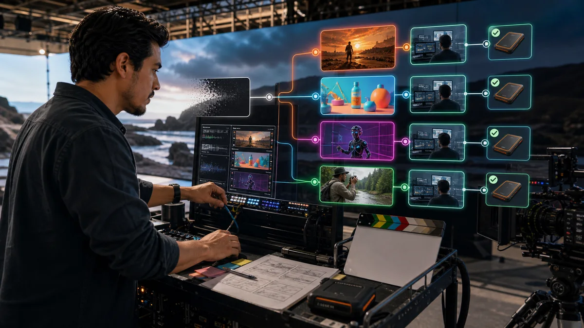 Video creator rerouting a fading AI video source to four alternatives