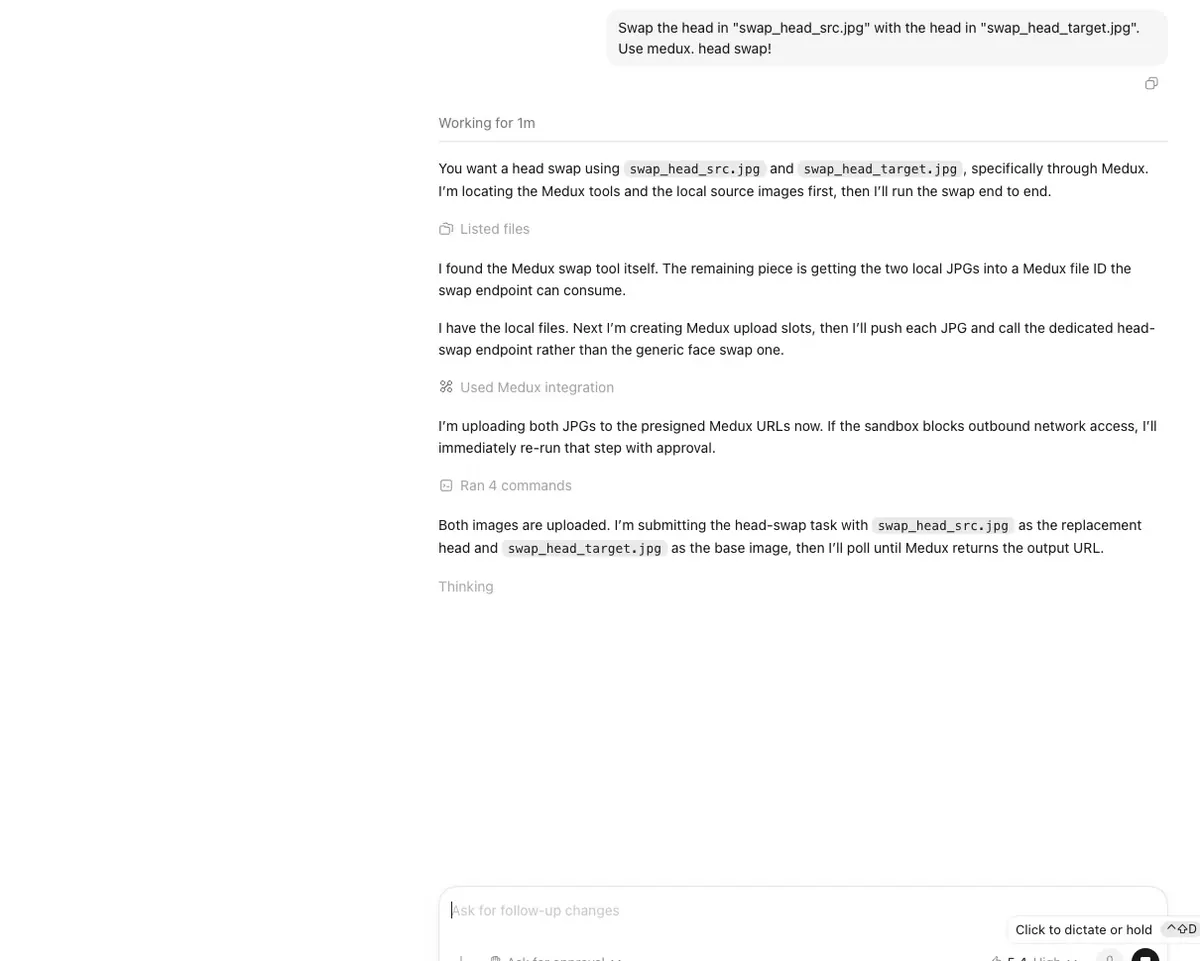 Codex finds local files and prepares upload slots