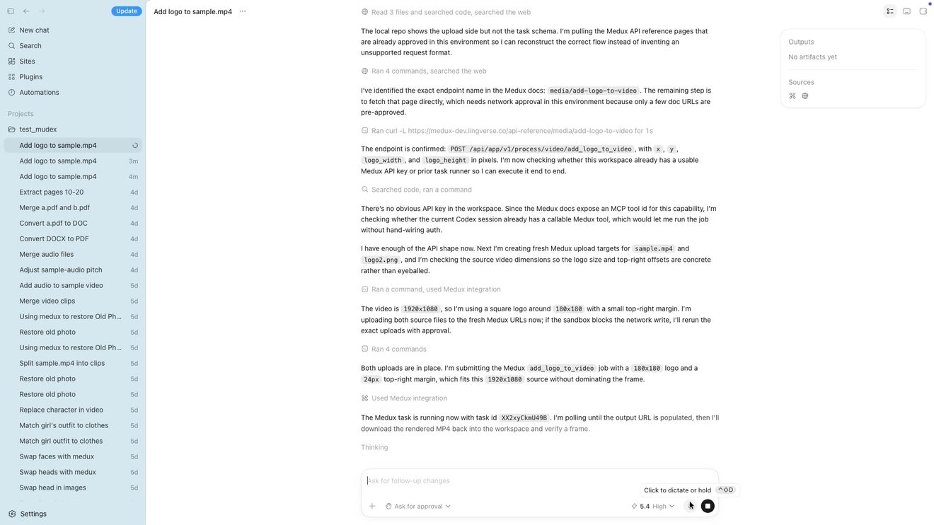 Codex submitting a Medux add logo task