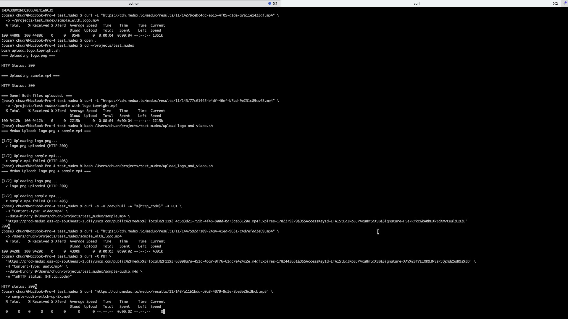 Downloading a completed Medux audio result