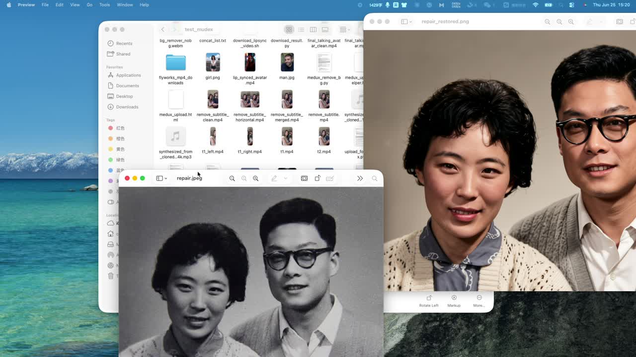 Old photo and restored photo preview