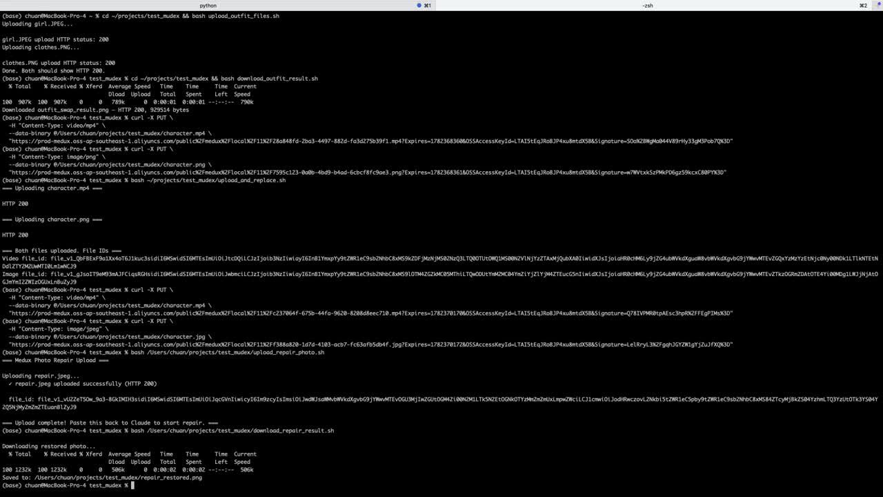 Terminal output while downloading the restored image