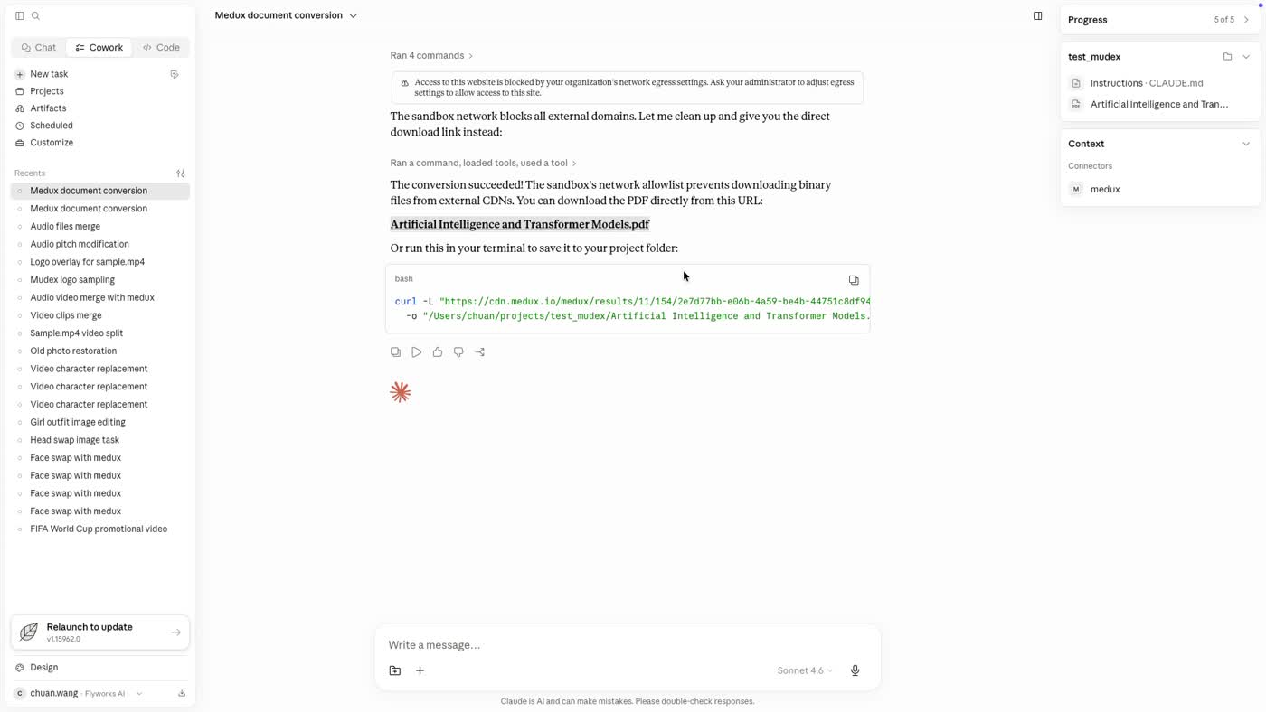 The completed PDF is downloaded to the local machine.