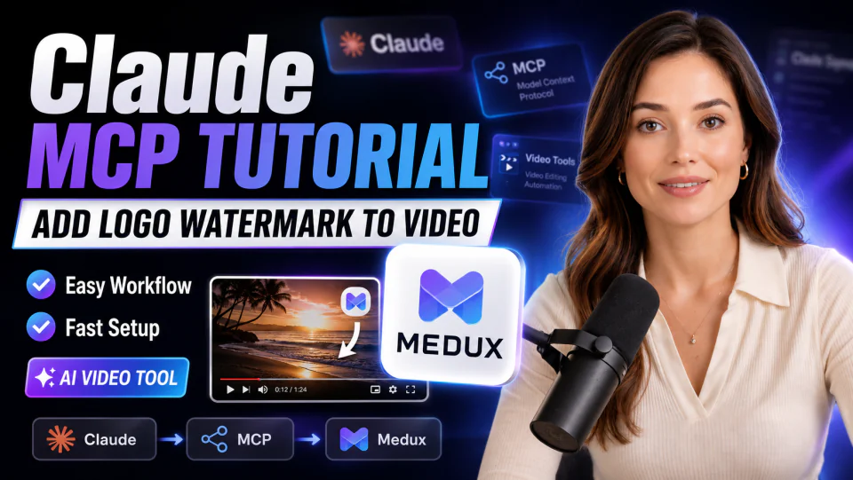 Add a Logo Watermark to Video with Claude MCP and Medux tutorial cover