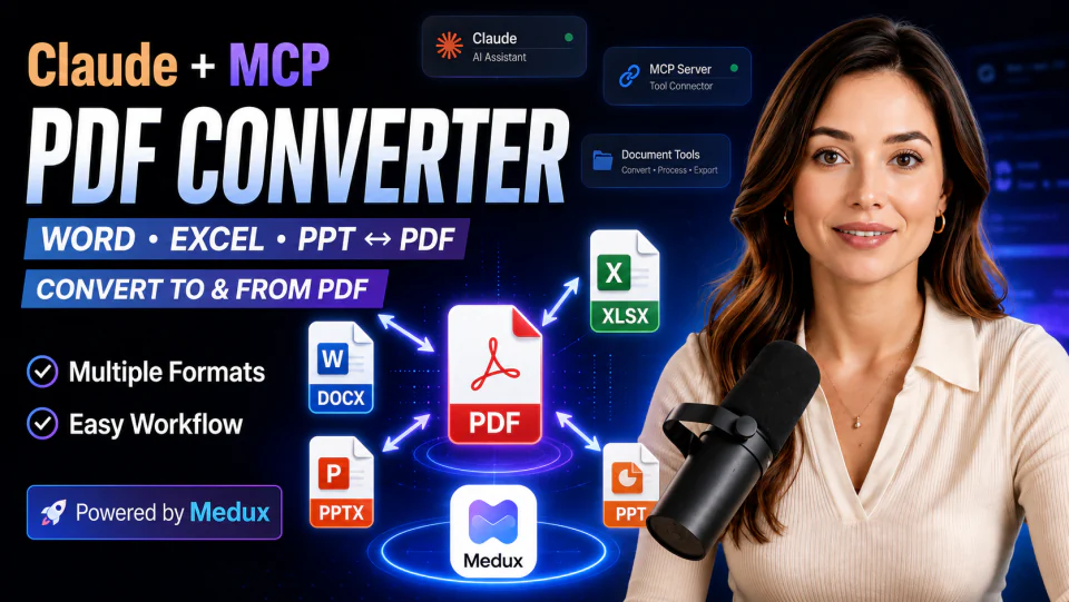 Convert DOCX to PDF with Claude MCP and Medux tutorial cover